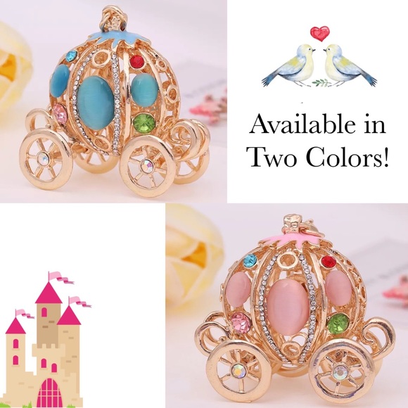 Cinderella’s Royal Blue & Gold Crystal Carriage Keychain - Picture 11 of 11